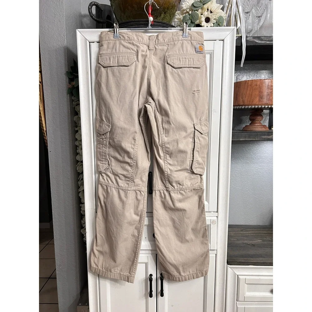 Carhartt Relaxed Fit Cargo Pants Tan Mens Workwear 30x30 Distressed Streetwear
